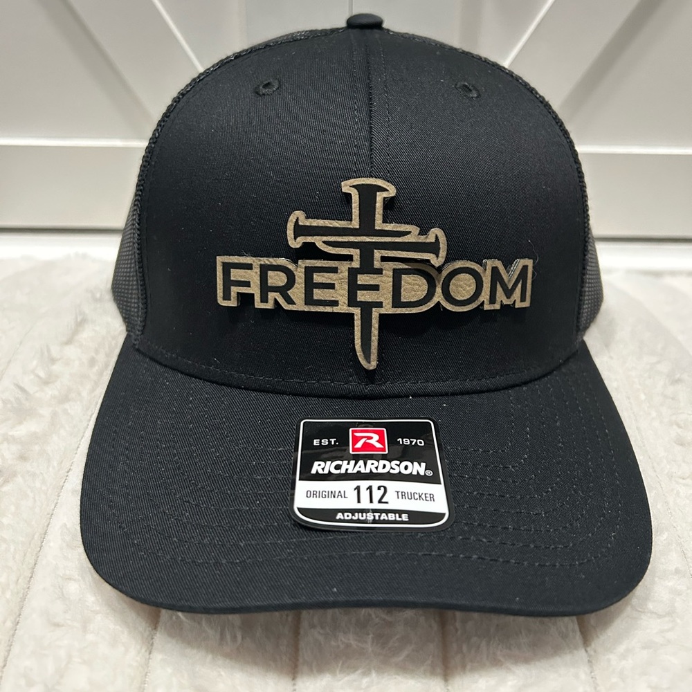 Freedom laser engraved Richardson 112Trucker Hat